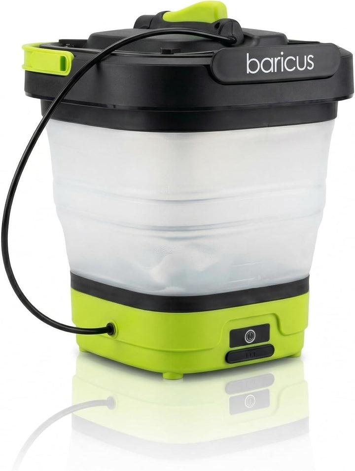 Baricus Mobiler Akku-Druckreiniger, 10L Faltbarer Wassertank, 12V, 5 bar, 2 l/min, USB-C, für Campin