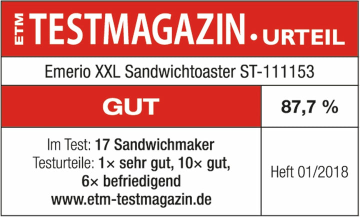 Emerio XXL Sandwich Toaster TEST GUT für alle Toastgrössen geeignet 4x grosse Muschelform für die ga