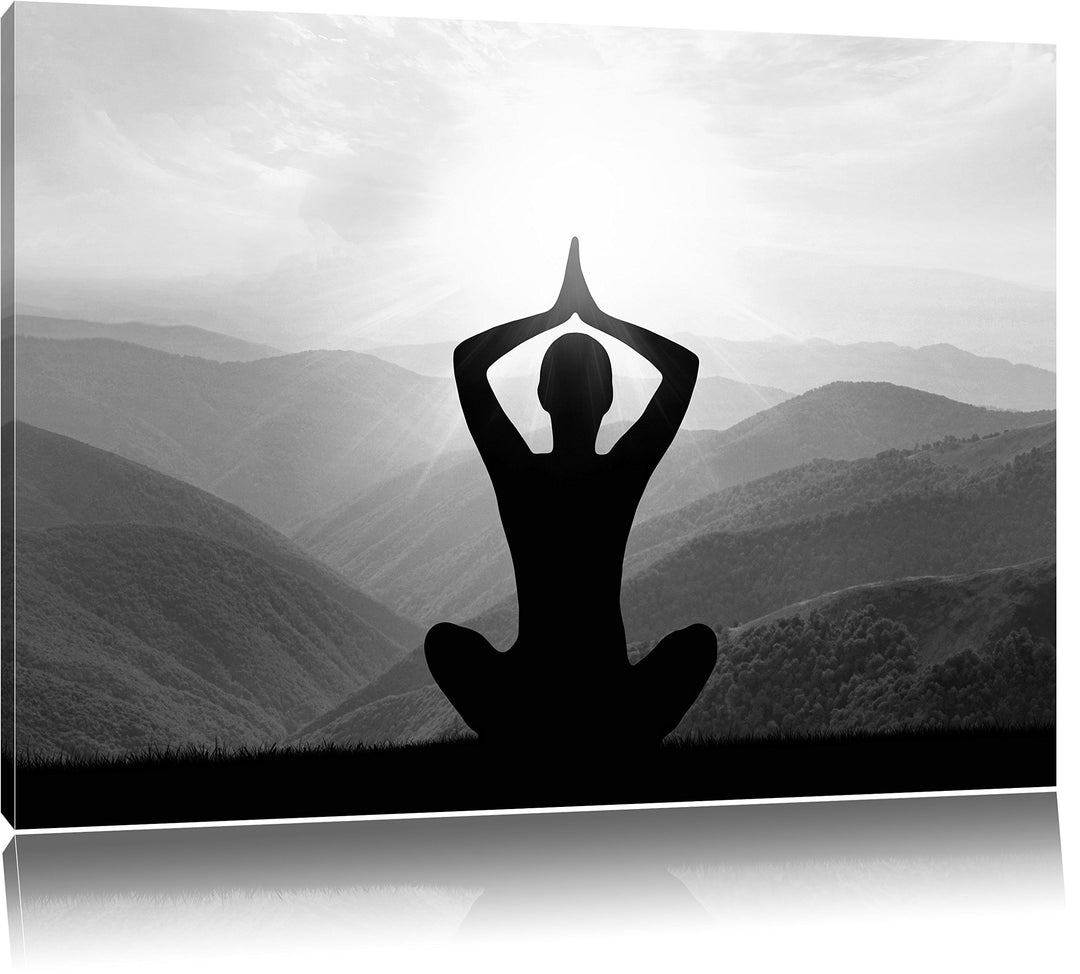 Pixxprint Yoga und Meditation als Leinwandbild/Grösse: 100x70 cm/Wandbild/Kunstdruck/fertig bespannt