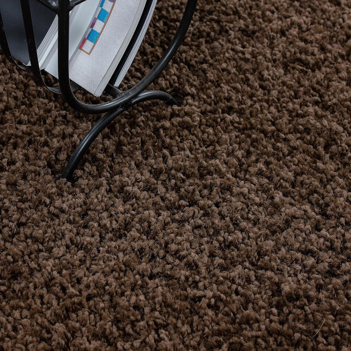 Moderner Hochflor Teppich Läufer Flur 80 x 150 cm Braun - Shaggy Flauschiger Teppich, Extra Weich un