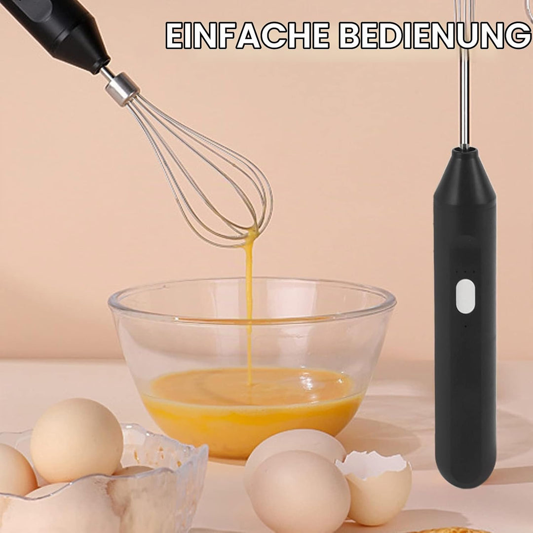 Elektrischer Schneebesen, Kabelloser Handmixer 3 Geschwindigkeiten Zum Backen zu Hause (Schwarz)