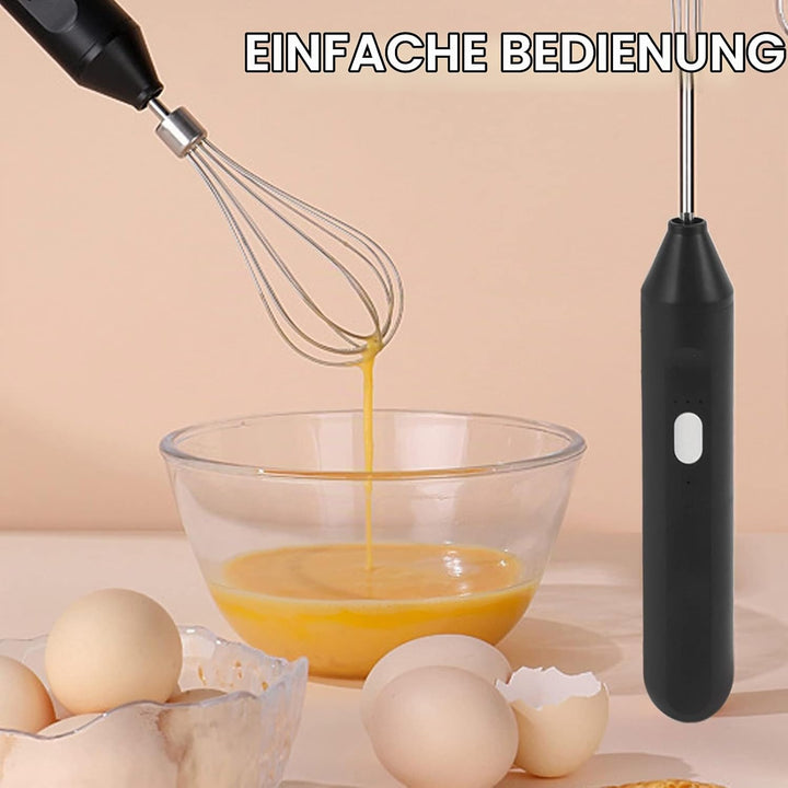 Elektrischer Schneebesen, Kabelloser Handmixer 3 Geschwindigkeiten Zum Backen zu Hause (Schwarz)