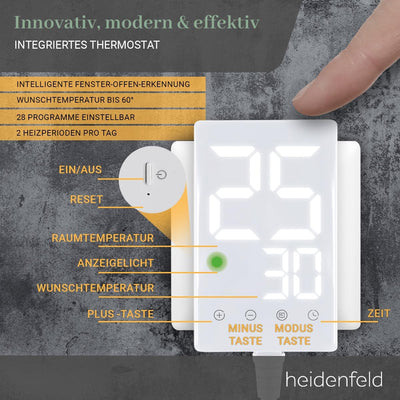 Heidenfeld Infrarotheizung HF-HP105 | 𝟭𝟬 𝐉𝐀𝐇𝐑𝐄 𝐆𝐀𝐑𝐀𝐍𝐓𝐈𝐄 - 1000 Watt - Bis 25 m² - Infrarot Heizkörpe