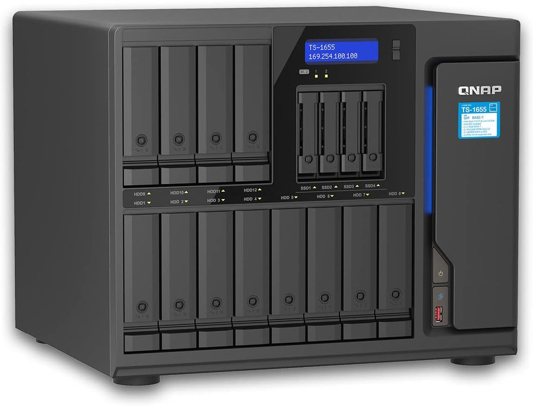 Qnap TS-1655-8G | 16-Bay, Intel Atom, 3X PCIe Gen3, 2.5 GbE NAS
