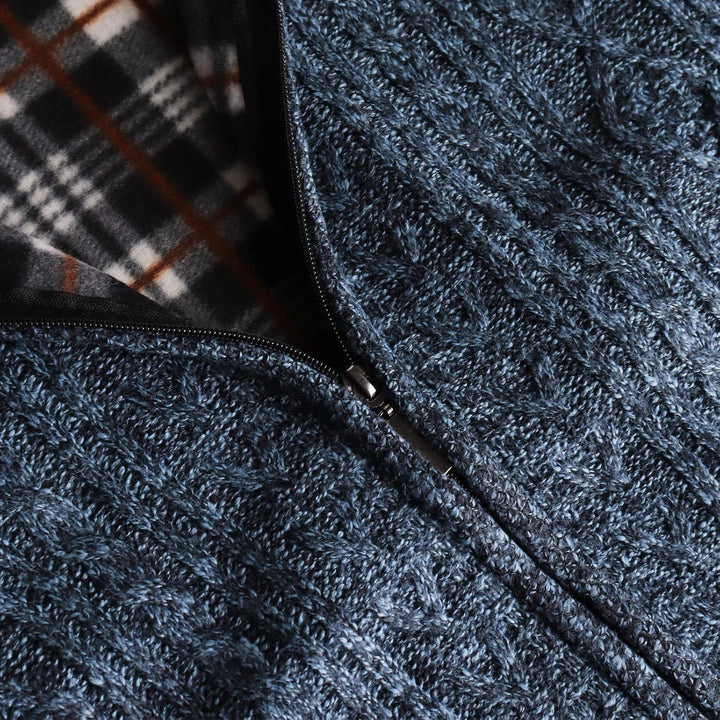 YAOHUOLE Strickjacke Herren Langarm Pullover Herren Langarm Cardigan Zopfmuster Grobstrick Strickjac