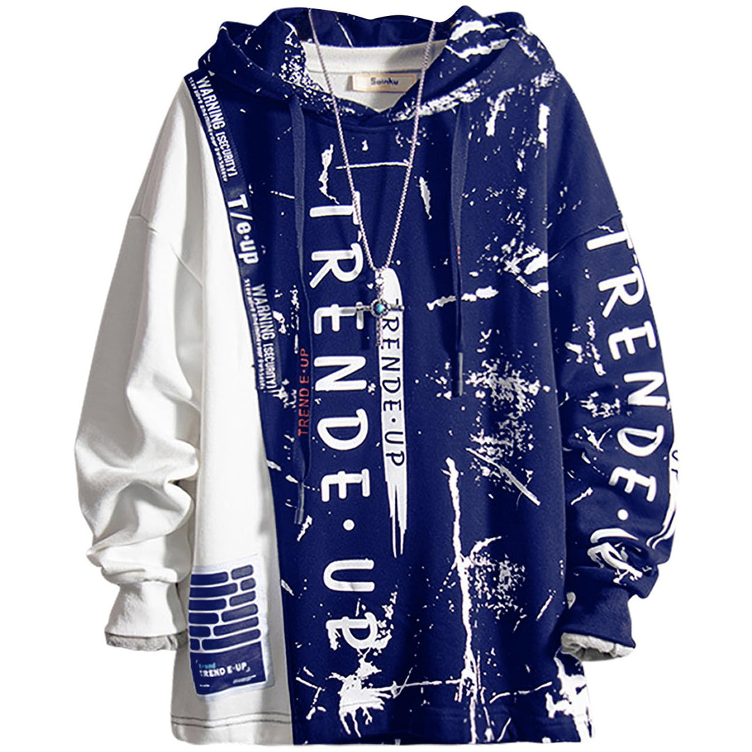 Hoodie Herren Techwear Kapuzenpullover Pullover Hip Hop Streetwear Patchwork Sweatshirt Unisex M Bla