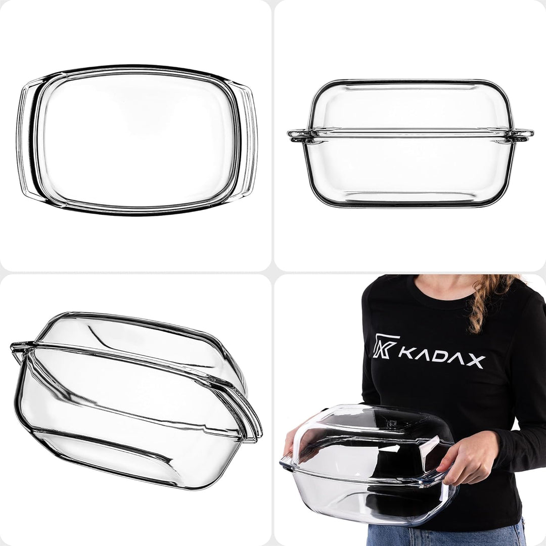 KADAX Auflaufform 7L aus hitzebeständigem Glas – rechteckige Glasform zum Braten & Backen, feuerfest