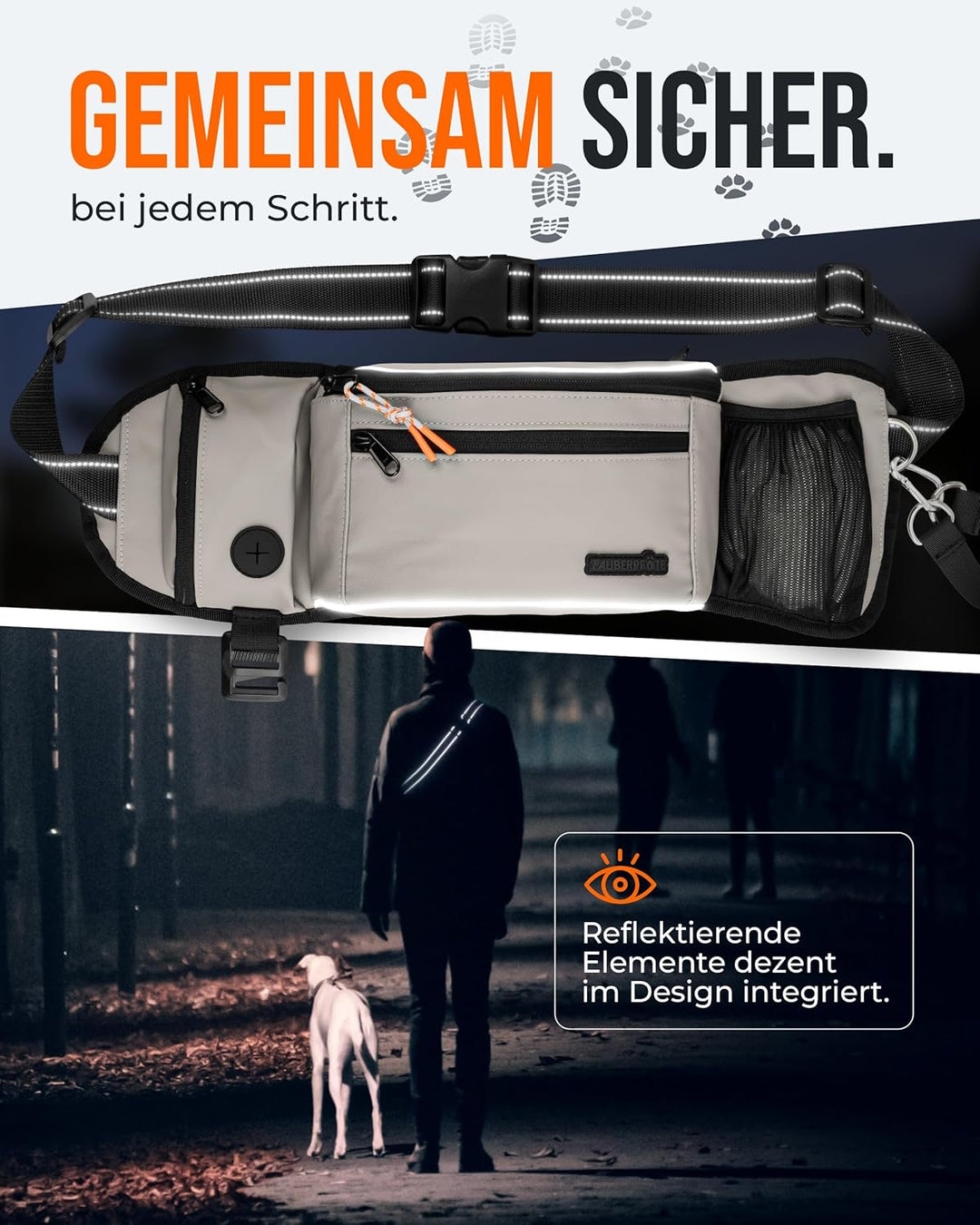 Gassi Tasche 'Atlas' - Premium Leckerlitasche für Hunde - Inkl. YKK® Zipper & Leinenhalterung - Bauc