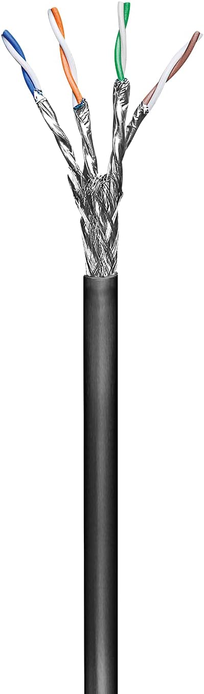 goobay 57197 CAT 6 Outdoor Netzwerkkabel, S/FTP (PiMF), Schwarz