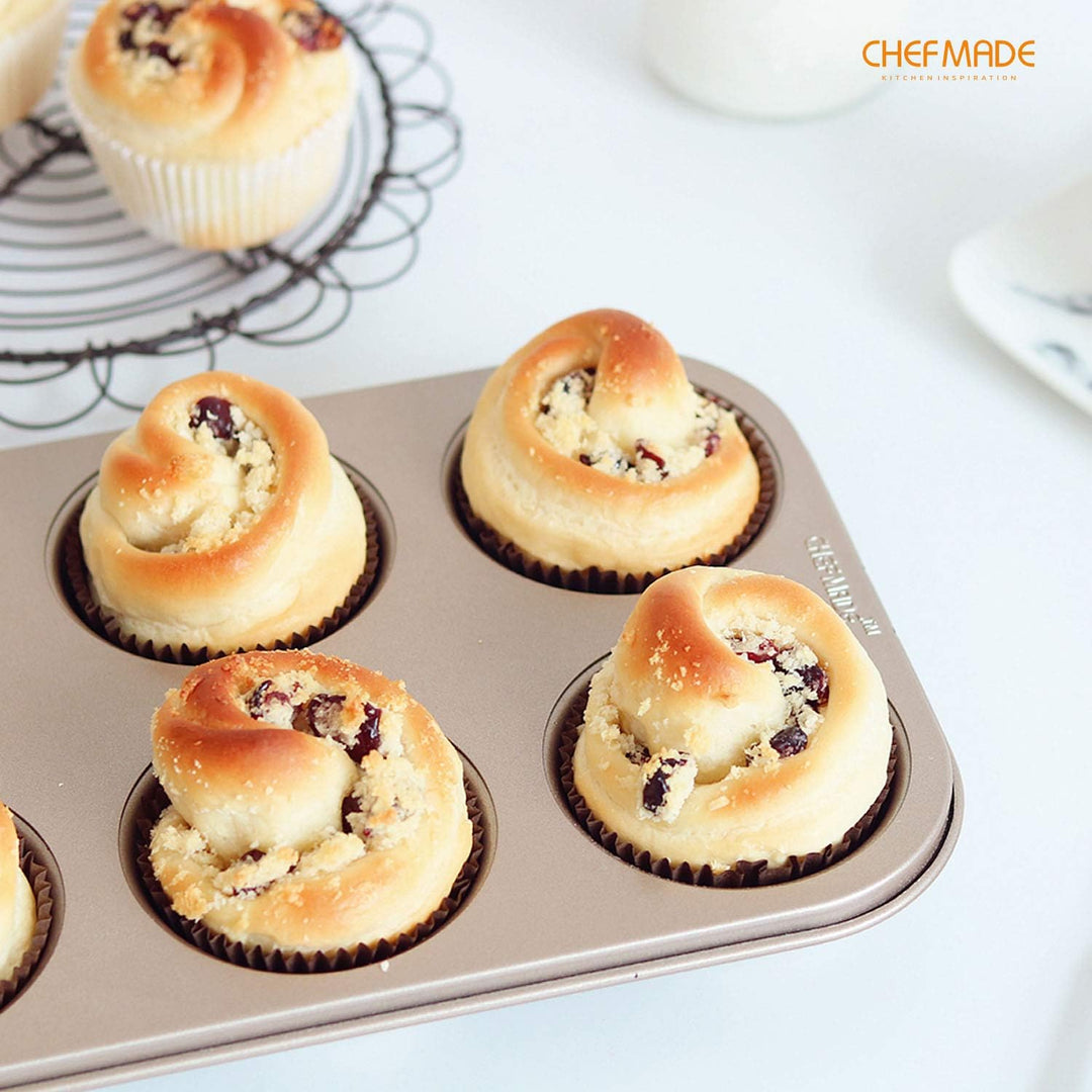 CHEFMADE Muffin Kuchen Pan, 6-hohlraum Nicht-Stick Cupcake Pan Backformen für Ofen Backen (Champagne