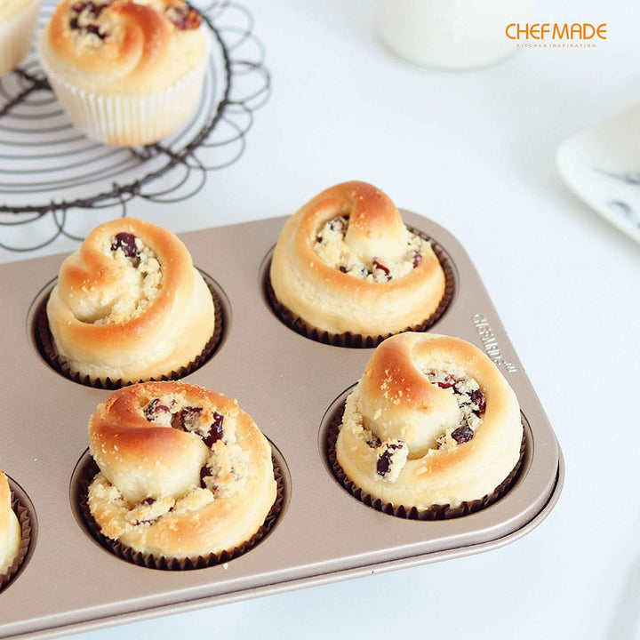 CHEFMADE Muffin Kuchen Pan, 6-hohlraum Nicht-Stick Cupcake Pan Backformen für Ofen Backen (Champagne