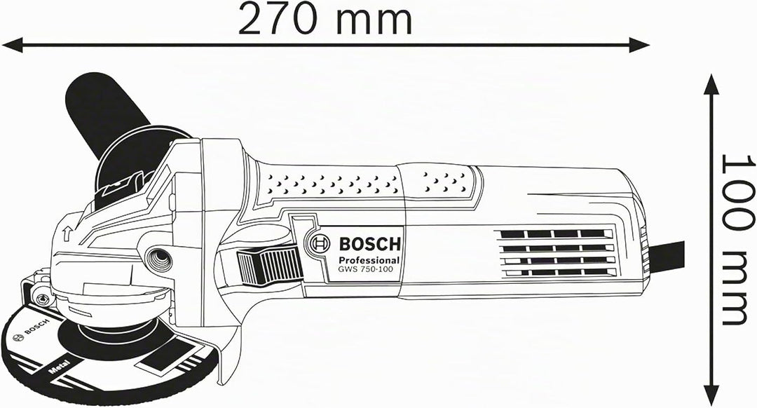 Bosch Professional Winkelschleifer GWS 750 (Scheiben-Ø 115 mm, Leistung 750 Watt, inkl. Zweilochschl