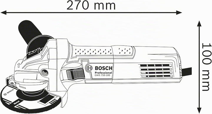 Bosch Professional Winkelschleifer GWS 750 (Scheiben-Ø 115 mm, Leistung 750 Watt, inkl. Zweilochschl