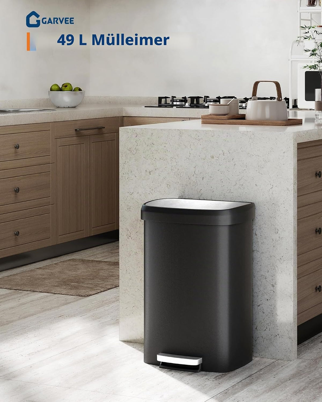 GarveeHome 50 L Kunststoff-Mülleimer mit Deckel – Grosse Mülltonne für die Küche, trittöffnender Küc
