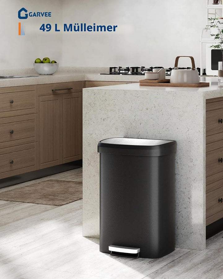 GarveeHome 50 L Kunststoff-Mülleimer mit Deckel – Grosse Mülltonne für die Küche, trittöffnender Küc