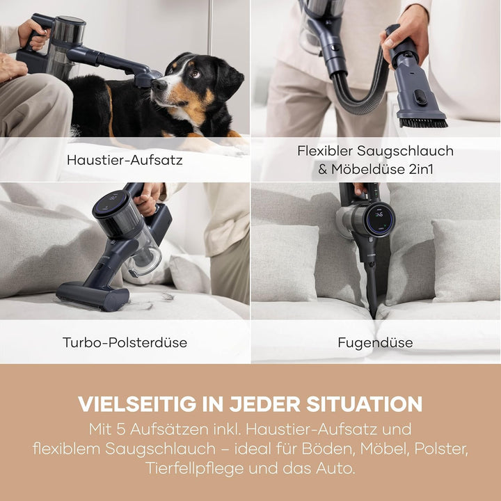 Severin Akku-Handstaubsauger kabellos, 5 Aufsätze, für Tierhaare/Auto/Hartböden, 30.000Pa/400W/60Min