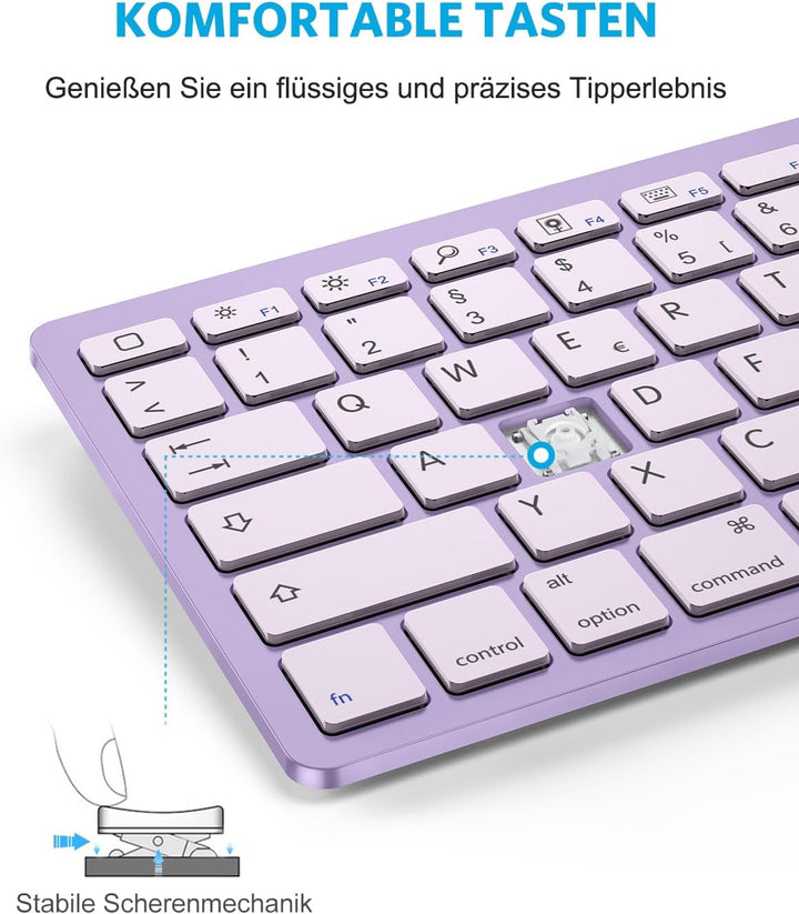 OMOTON deutsche Bluetooth Tastatur für iPad 10.9/10.2/9.7, Air 6/5/4/3, Pro 13/12.9/11/10.5 und iPho