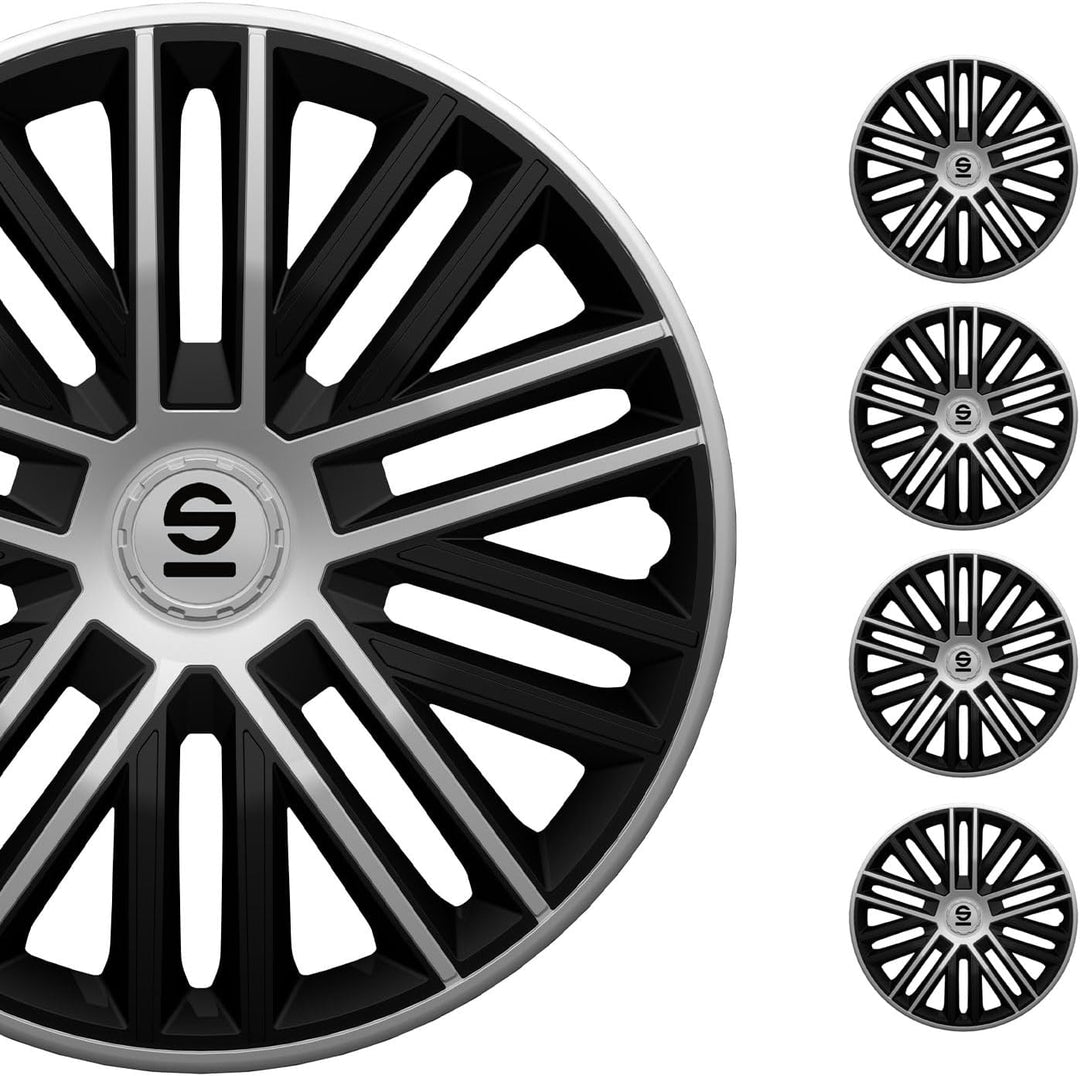 Sparco Radzierblenden Bergamo - 16-Zoll - Schwarz/Silber - Satz mit 4 Stück