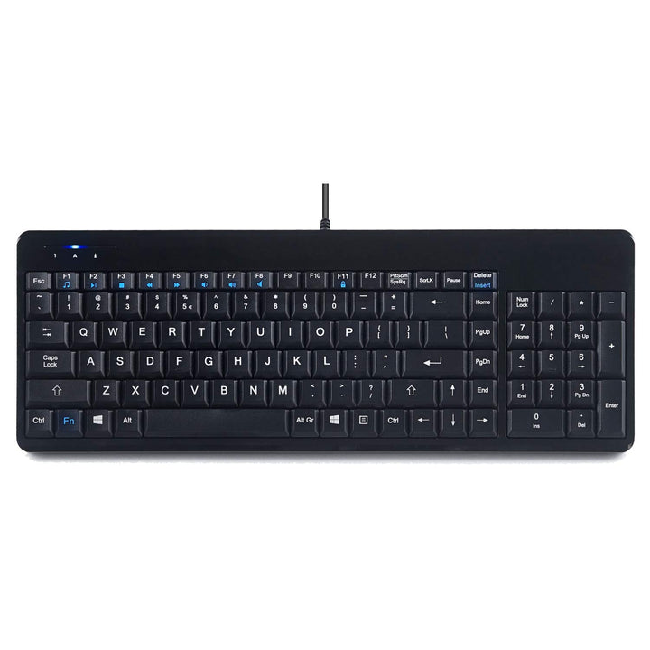 Perixx PERIBOARD-220H US-Tastatur, kabelgebunden, kompakte USB-Tastatur mit 2 Hubs, integriertes Zif