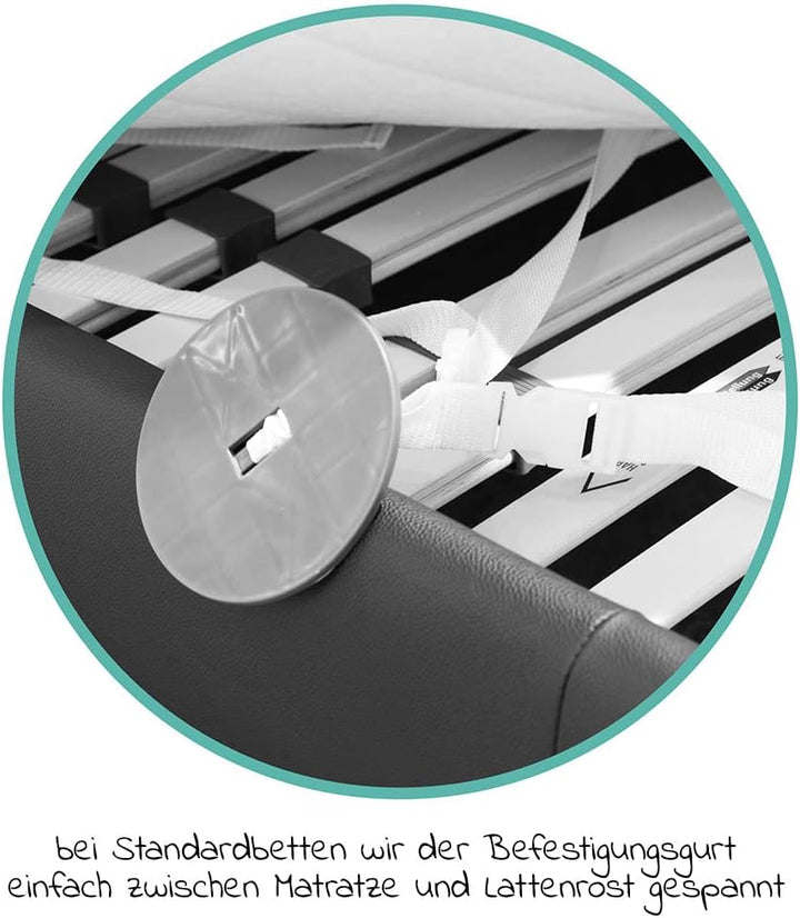 Fillikid Bettschutzgitter & Rausfallschutz für Baby & Kinder 150 x 50 cm - hohes, klappbares Bettgit