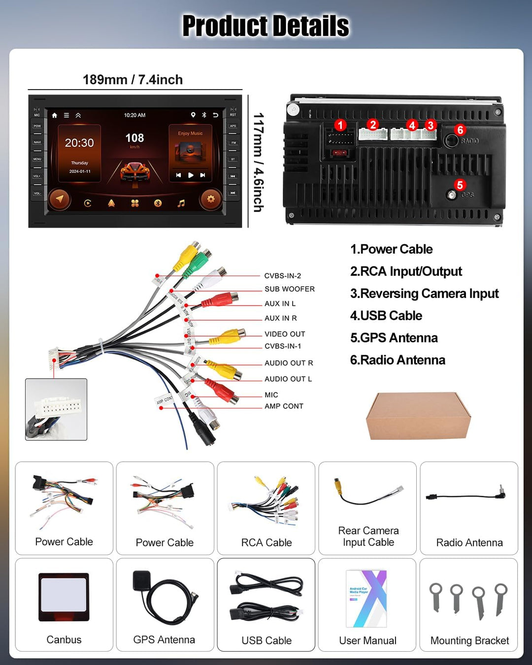 CAMECHO 2G+64G Android 13 Autoradio mit Navi für VW Golf 4 Polo Sharan Jetta MK4 Transportor T5,7 Zo