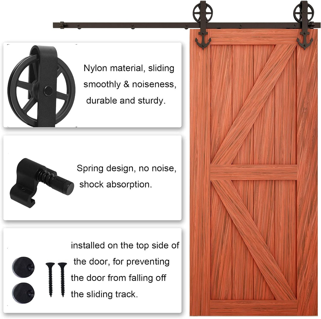 WOLFBIRD 200cm(6.6FT) Hardware Schiene Kit Schiebetür Rolle Grosses Rad, Verwendet für Schiebetürbes