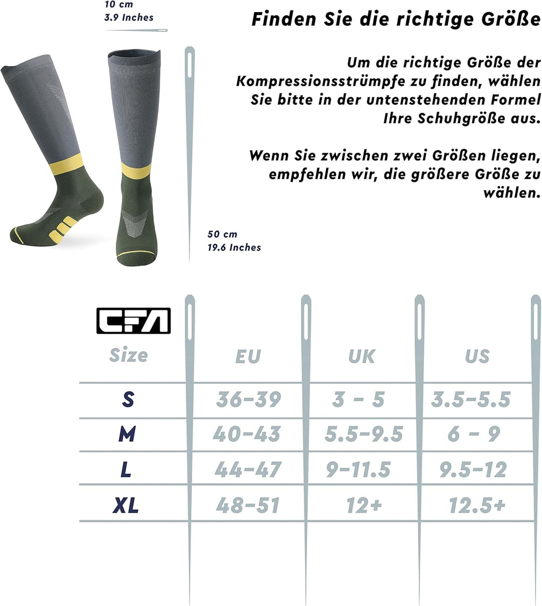 CFA V2 Kompressionsstrümpfe Damen und Herren - Ideal fürs Laufen, Fitnessstudio, Radfahren, Muskeler