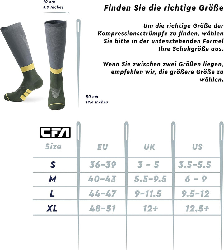 CFA V2 Kompressionsstrümpfe Damen und Herren - Ideal fürs Laufen, Fitnessstudio, Radfahren, Muskeler