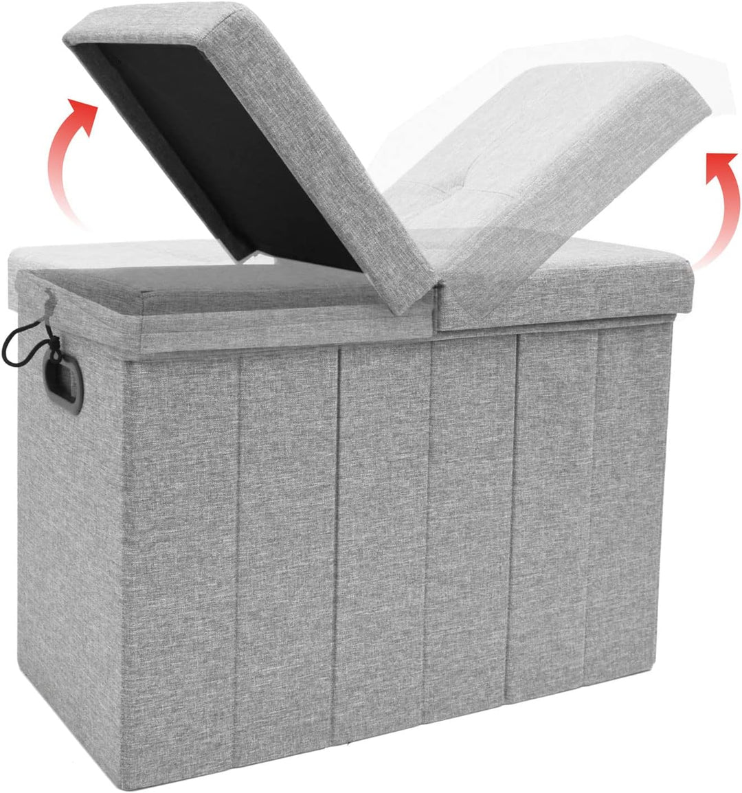 DuneDesign 85 Liter Wäschekorb mit Deckel & Wäschesack - 62x31 Wäschekorb mit Sitzfunktion - Faltbar