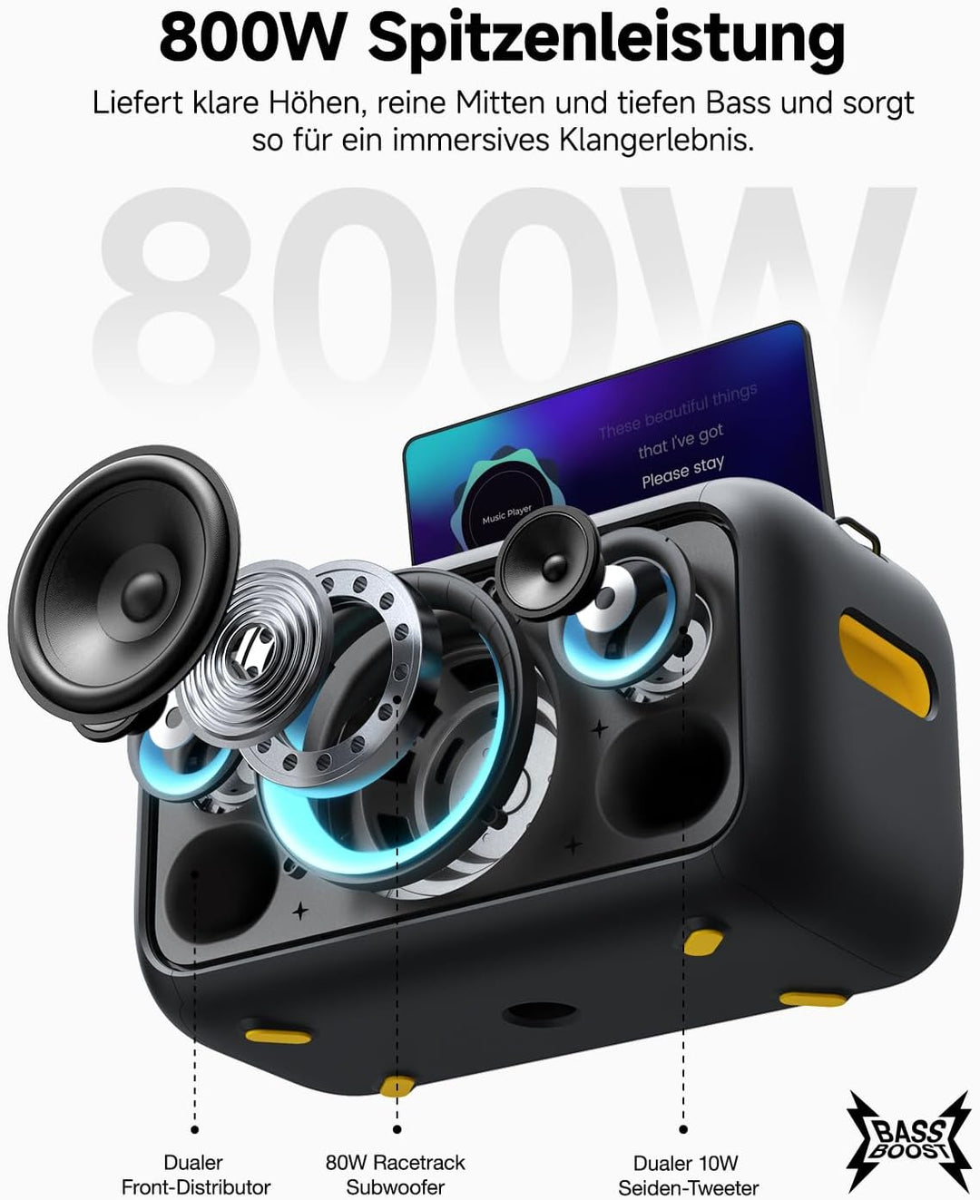 Karaoke-Maschine für Erwachsene mit Textanzeige, eingebautem 13,3"-Bildschirm, echte All-in-One-Kara