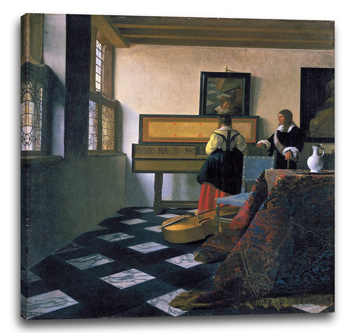 Printed Paintings Leinwand (70x70cm): Jan Vermeer - Die Musikstunde (1662/1665) 70x70 cm, 70x70 cm