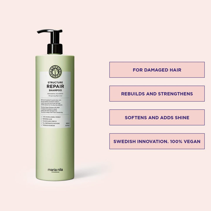 Maria Nila - Structure Repair Shampoo 1ll | Sanftes Haarshampoo Für Geschädigtes Haar, MN-3603 1 l (