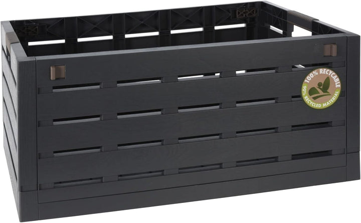 Spetebo XXL Klappbox 60 Liter anthrazit - 59 x 40 cm - Universal Faltbox in Holz Optik zu 50 kg bela