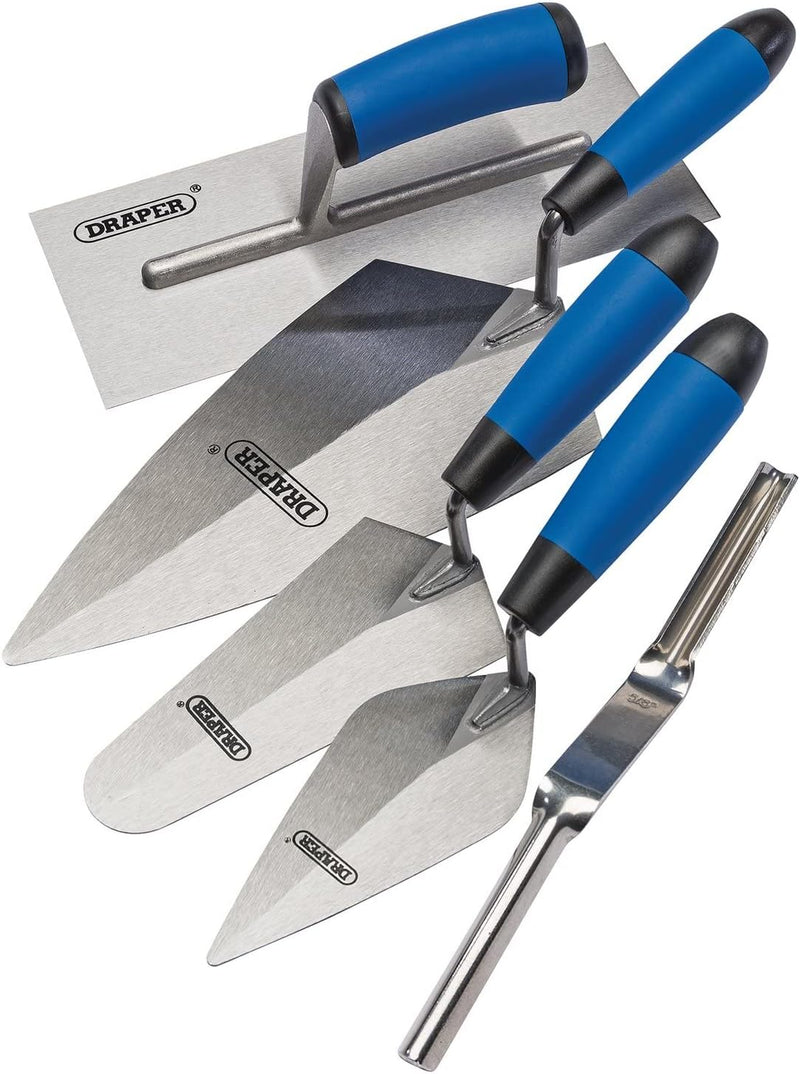 Draper 70372 Soft Grip Trowel Set, 5 Piece, Silver and Blue, One Size Einzelbett, Einzelbett