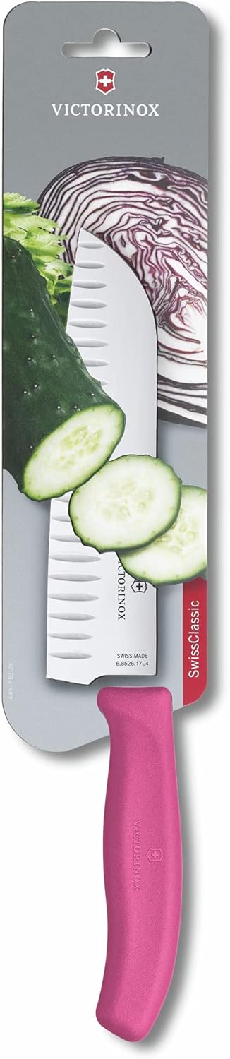 Victorinox, Swiss Classic, Profi Santokumesser, Extra Scharfe Klinge, Kullenschliff, 17 cm, Robuster
