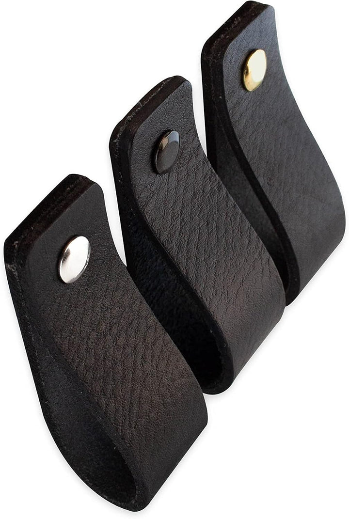 Brute Strength - Ledergriffe für Möbel - Schwarz - 4 Stück - 20 x 2,5 cm - Schrankgriff, Türgriff fü
