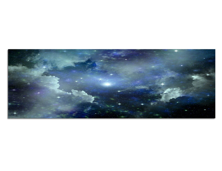 Paul Sinus Art Panoramabild auf Leinwand und Keilrahmen 120x40cm Weltraum Sterne Galaxie Planeten