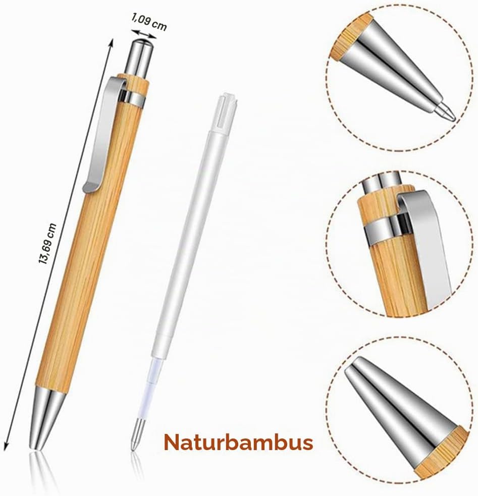 NIZEAMI 80 StüCk Kugelschreiber Stift Set Bambus Kugelschreiber Stift BüRo- &amp; Schul Bedarf Stifte &amp;