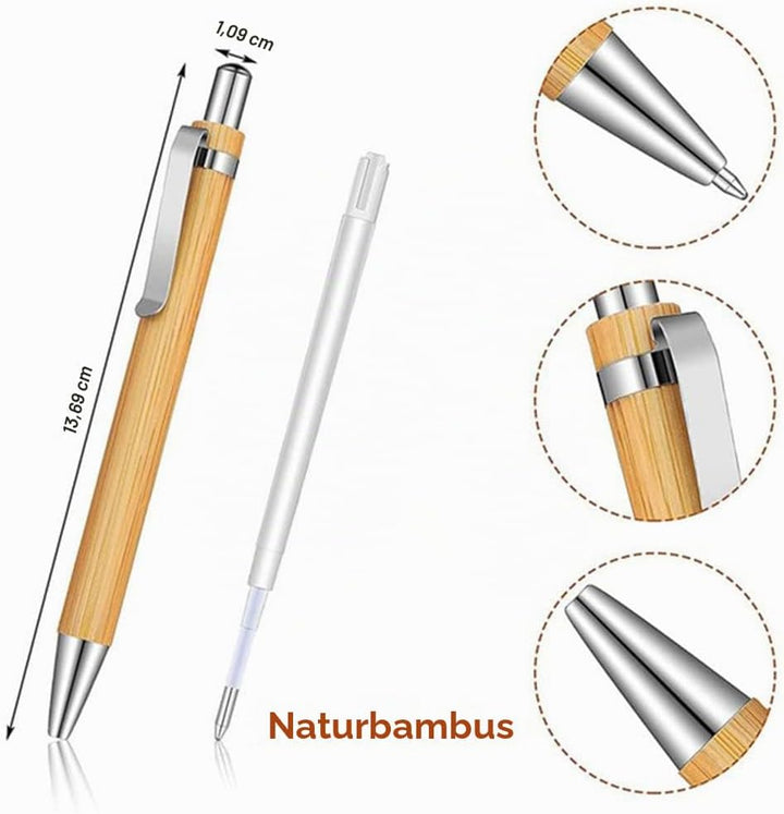 NIZEAMI 80 StüCk Kugelschreiber Stift Set Bambus Kugelschreiber Stift BüRo- &amp; Schul Bedarf Stifte &amp;