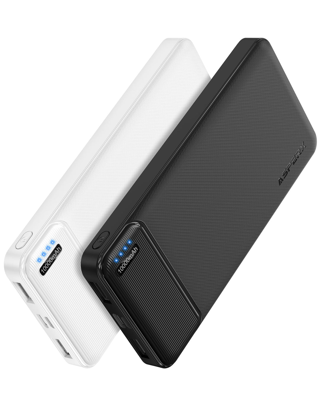 AsperX Power Bank 10000mAh 2 Stück,PowerBank USB C Output & Input Externer Akku Klein Aber Stark,Tra