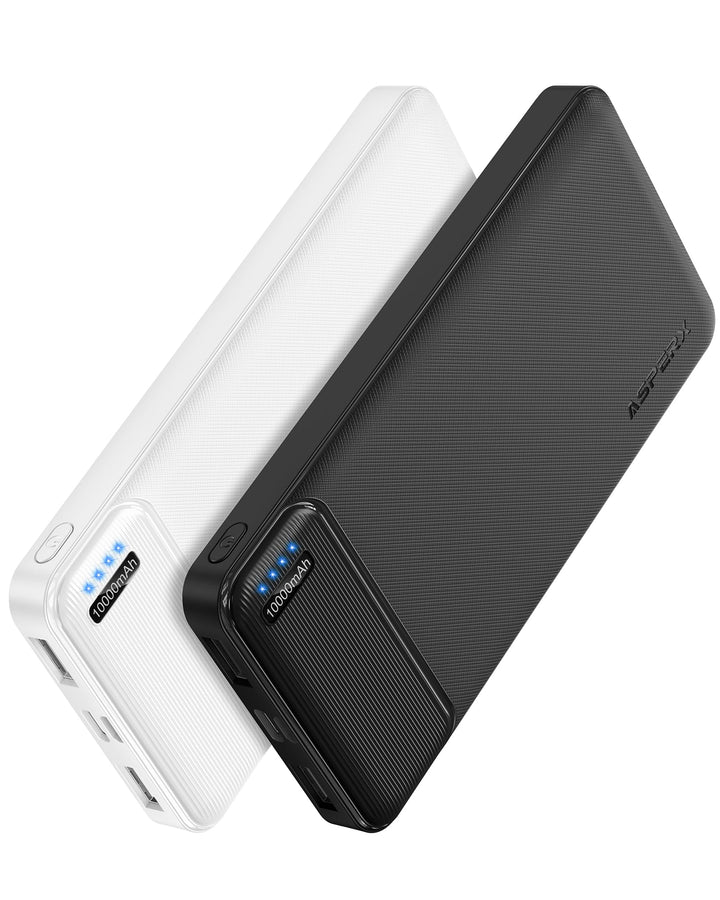 AsperX Power Bank 10000mAh 2 Stück,PowerBank USB C Output & Input Externer Akku Klein Aber Stark,Tra