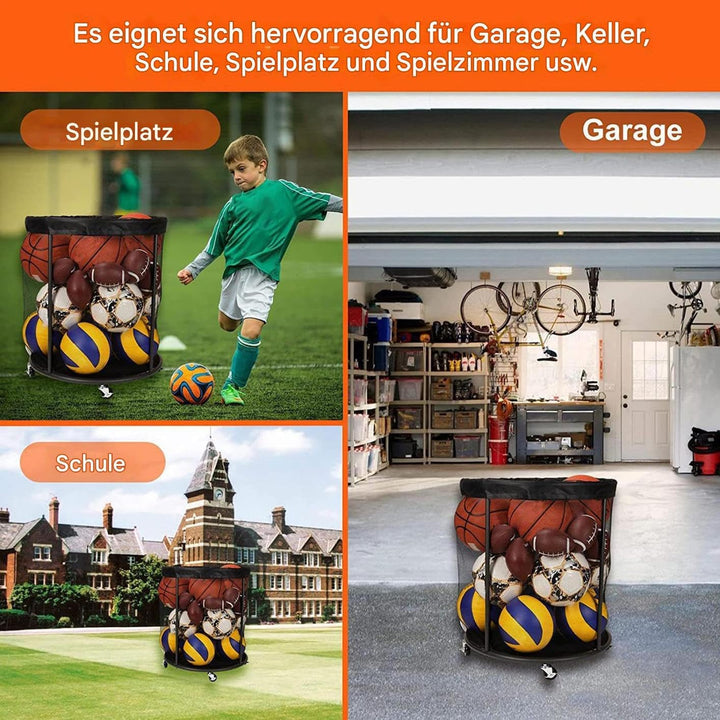 Ballaufbewahrung - Ballkorb,Tragbarer Korb Organizer Box, Trainingszubehör Und Spielsachen, Grosser