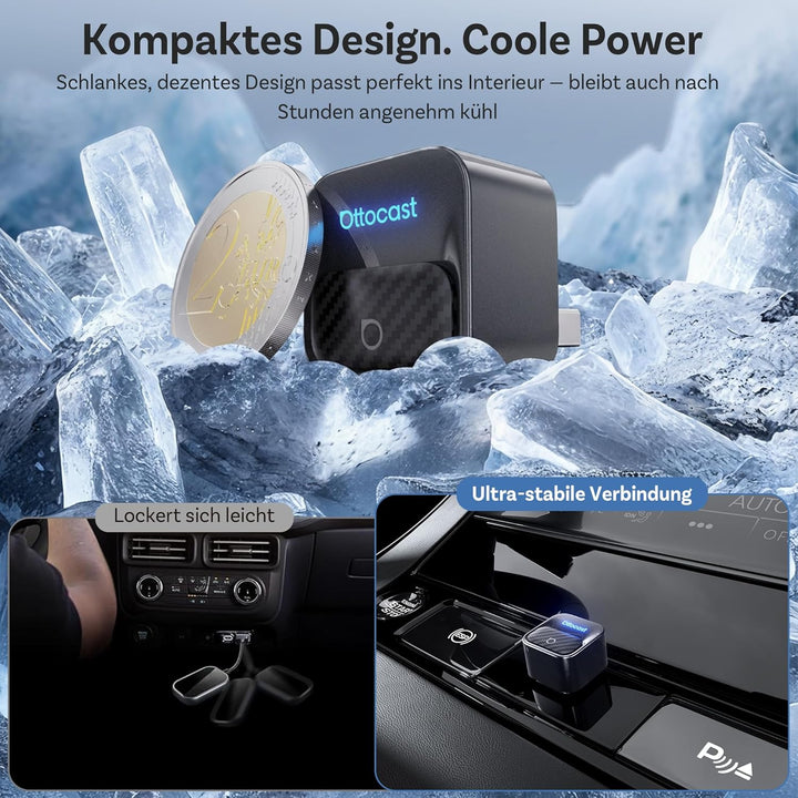 OTTOCAST [Modell 2026] Mini Core Wireless CarPlay & Android Auto Adapter, EIN-klick-Gerätewechsel, W