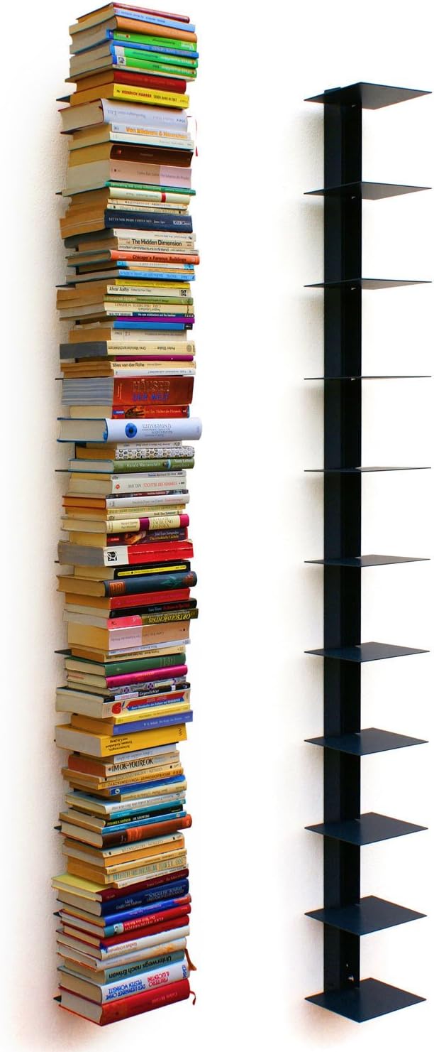 Haseform Bücherturm 170 cm (für 1,80 m Bücher) anthrazit Bücherregal Wandregal