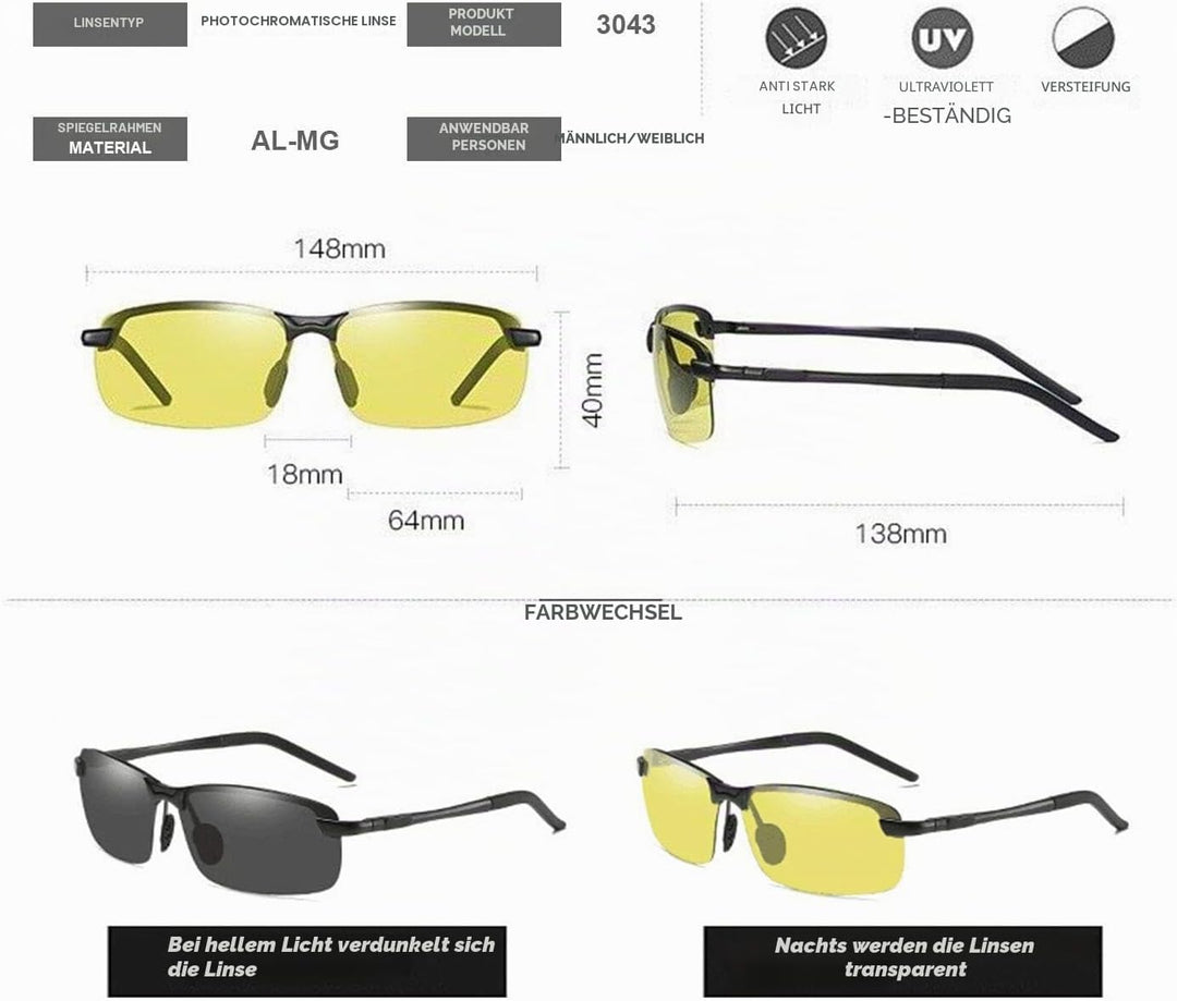 MIRYEA Herren Photochromatisch Sportbrille Polarisiert Sonnenbrille UVA UVB Brillen 3043-gelb, 3043-