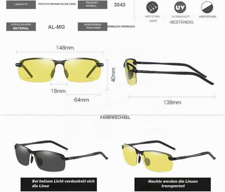 MIRYEA Herren Photochromatisch Sportbrille Polarisiert Sonnenbrille UVA UVB Brillen 3043-gelb, 3043-
