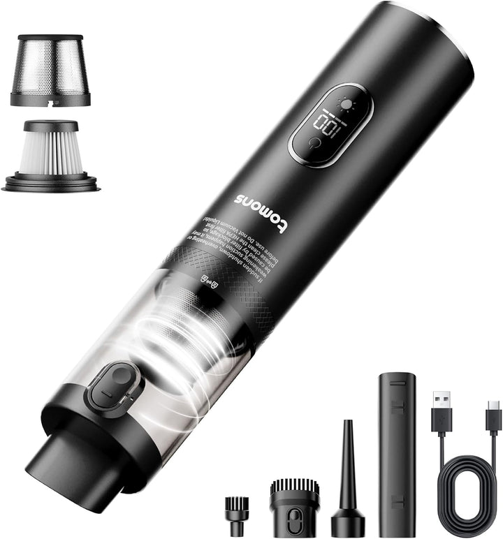 tomons Handstaubsauger, 14000PA Kabelloser Handstaubsauger mit LED-Licht, 3-in-1 Autostaubsauger mit