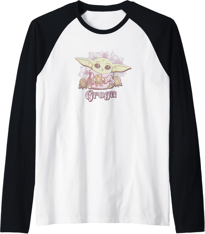 Star Wars: The Mandalorian Grogu Floral Portrait Raglan