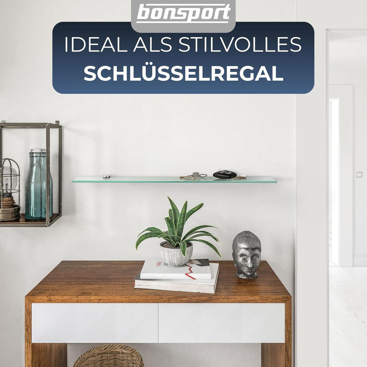 bonsport Glasregal Wandregal für Badezimmer Klarglas - Glas Regal aus 6 mm Sicherheitsglas 50cm - Gl