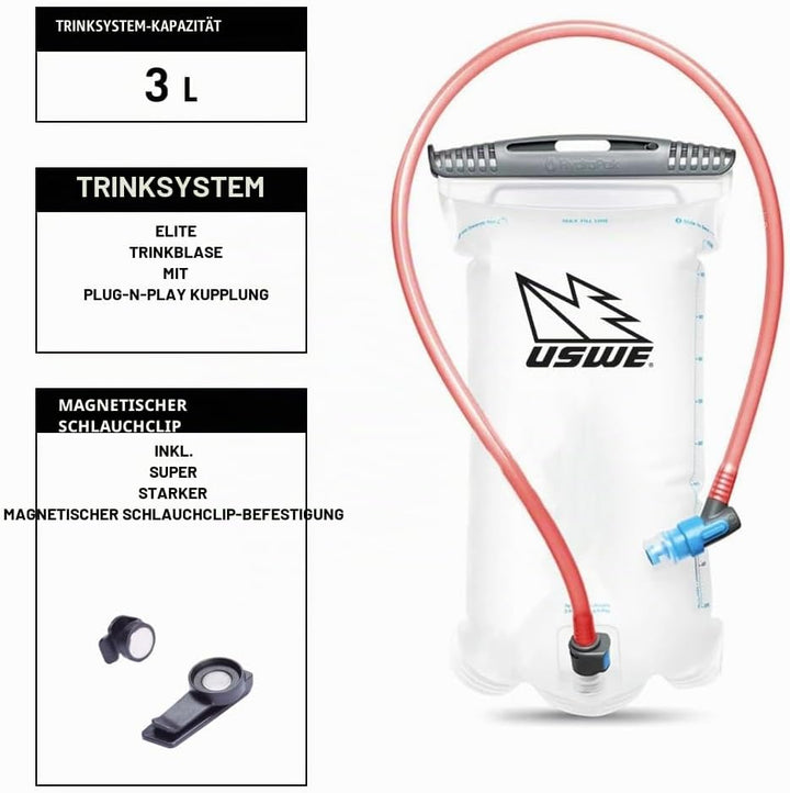 USWE Moto Hydro Hydration Pack - with Water Bladder, a High End, Bounce Free Backpack for Enduro and